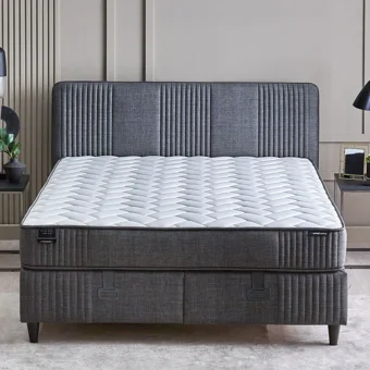 Yataş Wool Sense 160 x 200 cm Yataklı Başlıklı Çift Kişilik Sandıklı Baza Seti Koyu Gri