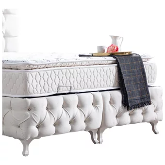 Setay Roma 200 x 160 cm Ayrılabilen Yataklı Başlıklı Çift Kişilik Sandıklı Baza Seti Krem