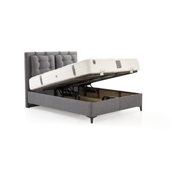 Md Golf 160 x 200 cm Ayrılabilen Başlıklı Çift Kişilik Sandıklı Baza Seti Gri