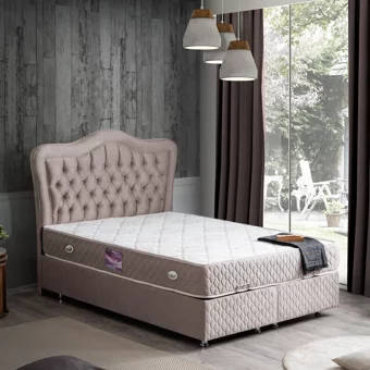 Setay Camelli 150 x 200 cm Ayrılabilen Başlıklı Çift Kişilik Sandıklı Baza Seti Açık Kahverengi