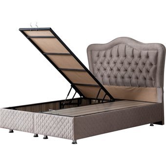 Setay Camelli 150 x 200 cm Ayrılabilen Başlıklı Çift Kişilik Sandıklı Baza Seti Açık Kahverengi