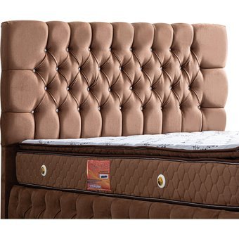 Setay Roma 180 x 200 cm Ayrılabilen Başlıklı Çift Kişilik Sandıklı Baza Seti Kahverengi