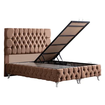 Setay Roma 180 x 200 cm Ayrılabilen Başlıklı Çift Kişilik Sandıklı Baza Seti Kahverengi