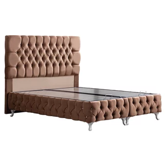 Setay Roma 180 x 200 cm Ayrılabilen Başlıklı Çift Kişilik Sandıklı Baza Seti Kahverengi