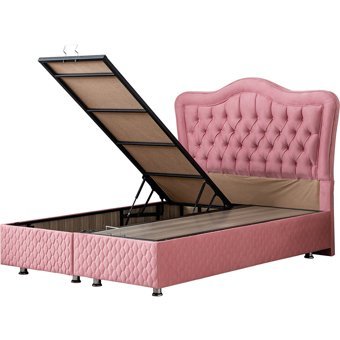Setay Camelli 180 x 200 cm Ayrılabilen Başlıklı Çift Kişilik Sandıklı Baza Seti Pembe
