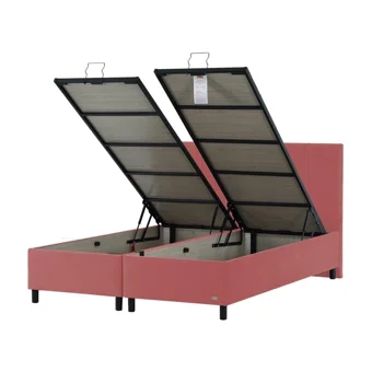 İpek Mobilya Alto 160 x 200 cm Ayrılabilen Yataklı Başlıklı Çift Kişilik Sandıklı Baza Seti Pembe