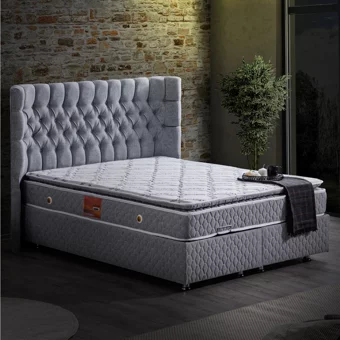 Setay Napoli 200 x 160 cm Ayrılabilen Yataklı Başlıklı Çift Kişilik Sandıklı Baza Seti Gri
