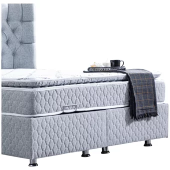 Setay Napoli 200 x 160 cm Ayrılabilen Yataklı Başlıklı Çift Kişilik Sandıklı Baza Seti Gri
