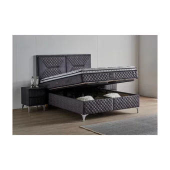 Md Petra 150 x 200 cm Ayrılabilen Başlıksız Çift Kişilik Sandıklı Baza Antrasit