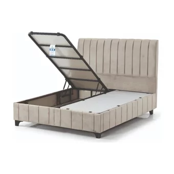 Armis Alegra 140 x 190 cm Ayrılabilen Başlıksız Çift Kişilik Sandıklı Baza Vizon