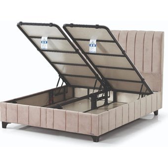 Armis Alegra 140 x 190 cm Ayrılabilen Başlıksız Çift Kişilik Sandıklı Baza Vizon