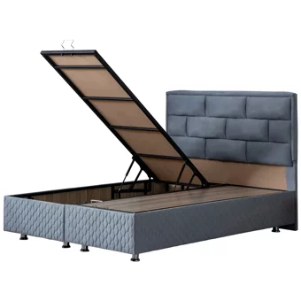 Setay Diego 140 x 190 cm Ayrılabilen Başlıklı Çift Kişilik Sandıklı Baza Seti Mavi