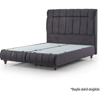 Armis Barok 160 x 200 cm Başlıksız Çift Kişilik Sandıklı Baza Antrasit
