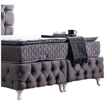 Setay Roma 180 x 200 cm Ayrılabilen Yataklı Başlıklı Çift Kişilik Sandıklı Baza Seti Antrasit