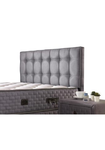 Sleep 150 x 200 cm Ayrılabilen Yataklı Başlıklı Çift Kişilik Sandıklı Baza Seti Gri