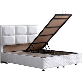 Setay Orthosoft 200 x 150 cm Ayrılabilen Yataklı Başlıklı Çift Kişilik Sandıklı Baza Seti Beyaz