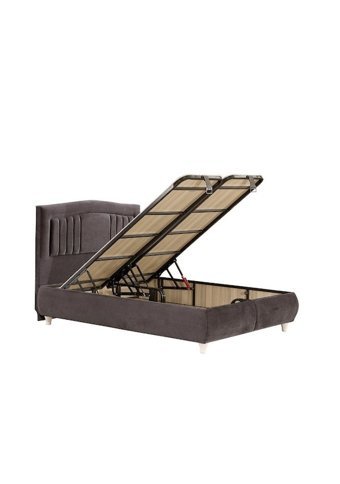 Kayra 180 x 200 cm Ayrılabilen Yataklı Başlıklı Çift Kişilik Sandıklı Baza Seti Siyah
