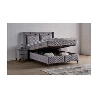 Md Truva 150 x 200 cm Ayrılabilen Başlıksız Çift Kişilik Sandıklı Baza Gri