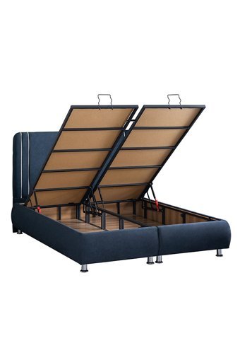 Weltew Yatak Pure 150 x 200 cm Ayrılabilen Başlıklı Çift Kişilik Sandıklı Baza Seti Mavi