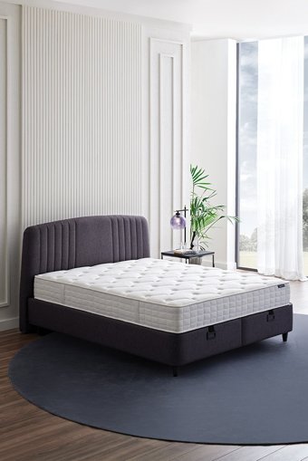Yataş Canto 140 x 190 cm Yataklı Başlıklı Çift Kişilik Sandıklı Baza Seti Antrasit