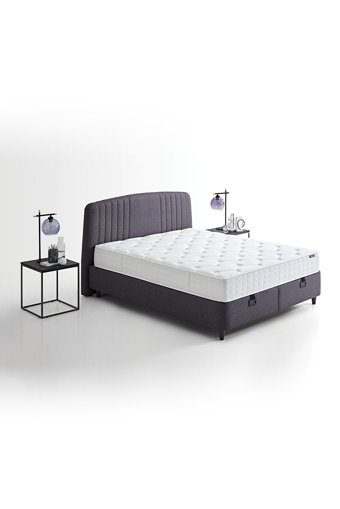 Yataş Canto 140 x 190 cm Yataklı Başlıklı Çift Kişilik Sandıklı Baza Seti Antrasit