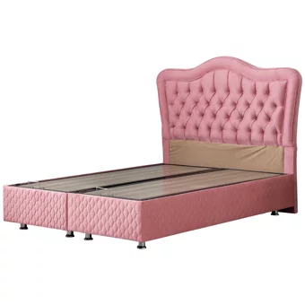 Setay Camelli 140 x 190 cm Ayrılabilen Başlıklı Çift Kişilik Sandıklı Baza Seti Pembe