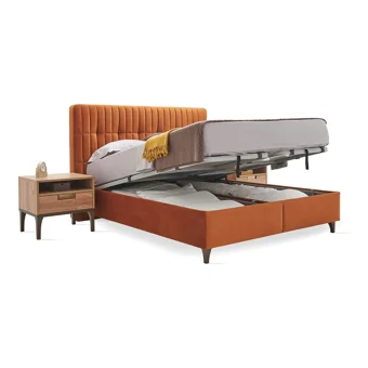 Enza Home Sona 180 x 200 cm Ayrılabilen Başlıklı Çift Kişilik Sandıklı Baza Seti Turuncu