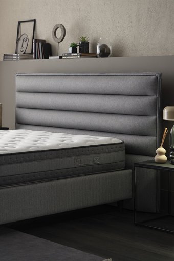 Yataş Canto 100 x 200 cm Yataklı Başlıklı Çift Kişilik Sandıklı Baza Seti Gri