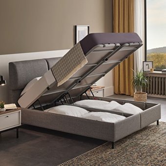 Enza Home Loreto 180 x 200 cm Ayrılabilen Başlıklı Çift Kişilik Sandıklı Baza Seti Mavi