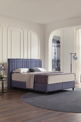 Yataş Lento 200 x 200 cm Başlıklı Çift Kişilik Sandıklı Baza Seti Lacivert