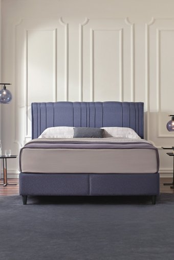 Yataş Lento 200 x 200 cm Başlıklı Çift Kişilik Sandıklı Baza Seti Lacivert