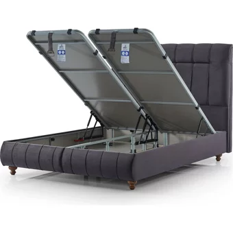 Armis Barok 150 x 200 cm Başlıksız Çift Kişilik Sandıklı Baza Antrasit