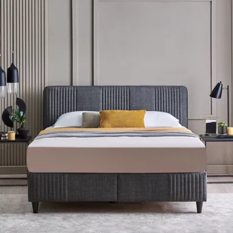 Yataş Wool Sense 160 x 200 cm Başlıklı Çift Kişilik Sandıklı Baza Seti Koyu Gri