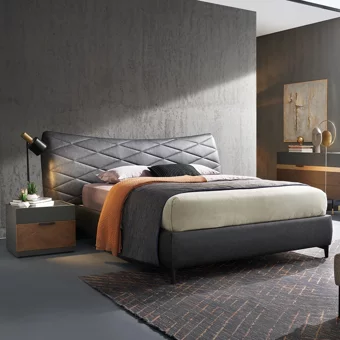 Enza Home Dorian 200 x 200 cm Başlıklı Çift Kişilik Sandıklı Baza Seti Antrasit