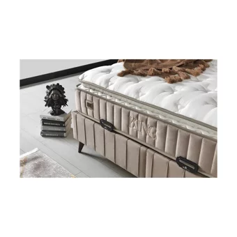 Armis King 180 x 200 cm Yataklı Başlıklı Çift Kişilik Sandıklı Baza Seti Krem