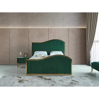 Arleno Bedding Harmony 160 x 200 cm Ayrılabilen Yataklı Başlıklı Çift Kişilik Sandıklı Baza Seti Yeşil
