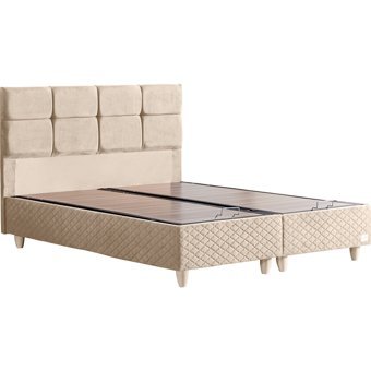 Cesur Gümüş 160 x 200 cm Ayrılabilen Yataklı Başlıklı Çift Kişilik Sandıklı Baza Seti Krem