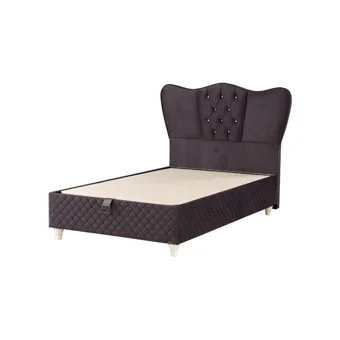 Mobilya Dükkanım Lara 140 x 190 cm Başlıklı Çift Kişilik Sandıklı Baza Seti Antrasit
