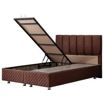 Setay Tetra 180 x 200 cm Ayrılabilen Yataklı Başlıklı Çift Kişilik Sandıklı Baza Seti Koyu Kahve