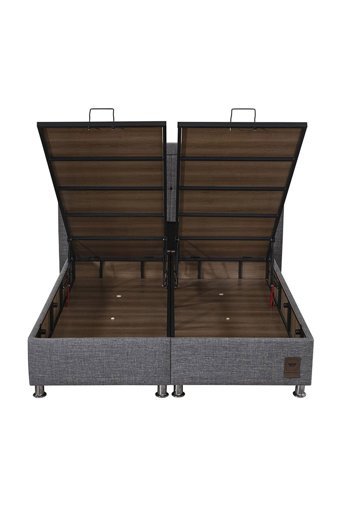 Weltew Home Atlantis 180 x 200 cm Ayrılabilen Başlıklı Çift Kişilik Sandıklı Baza Seti Gri