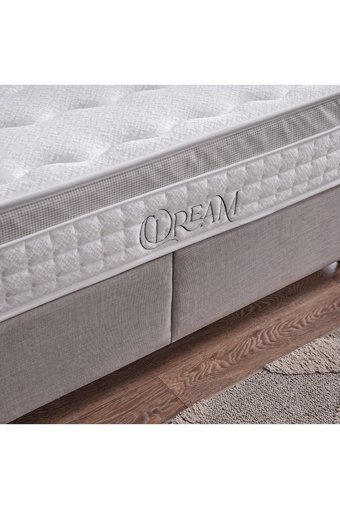 Armis Dream 200 x 200 cm Yataklı Başlıklı Çift Kişilik Sandıklı Baza Seti Gri