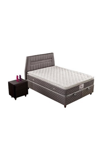 Mobilya Dükkanım Favori 180 x 200 cm Yataklı Başlıklı Çift Kişilik Sandıklı Baza Seti Gri