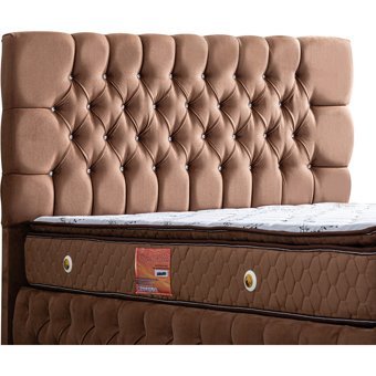 Setay Roma 180 x 200 cm Ayrılabilen Yataklı Başlıklı Çift Kişilik Sandıklı Baza Seti Kahverengi