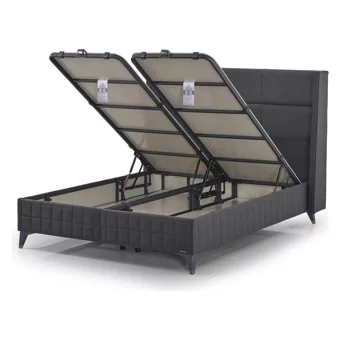 Armis Carbon 150 x 200 cm Ayrılabilen Başlıksız Çift Kişilik Sandıklı Baza Siyah