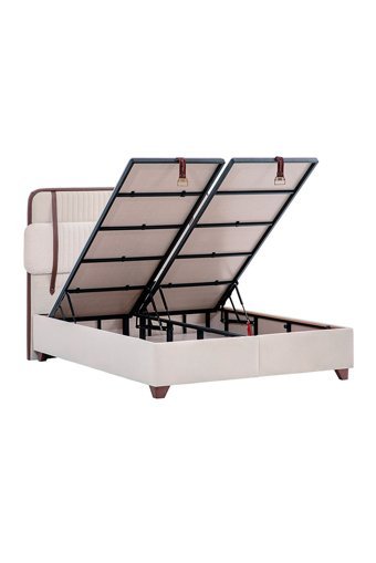 Weltew Yatak Sleep Happy 150 x 200 cm Ayrılabilen Başlıklı Çift Kişilik Sandıklı Baza Seti Beyaz