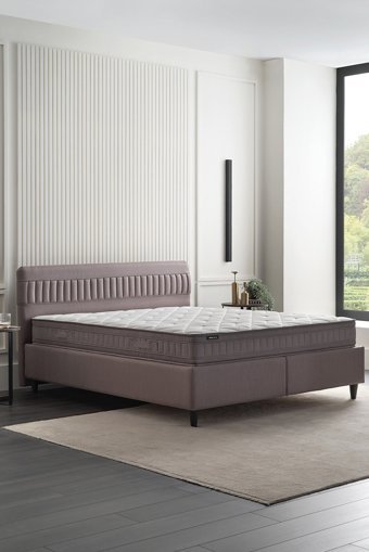 Yataş Somni 160 x 200 cm Yataklı Başlıklı Çift Kişilik Sandıklı Baza Seti Kahverengi