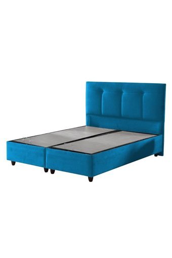 İpek Mobilya Manolya 180 x 200 cm Başlıklı Çift Kişilik Sandıklı Baza Seti Mavi