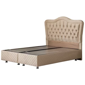 Setay Camelli 180 x 200 cm Ayrılabilen Başlıklı Çift Kişilik Sandıklı Baza Seti Bej