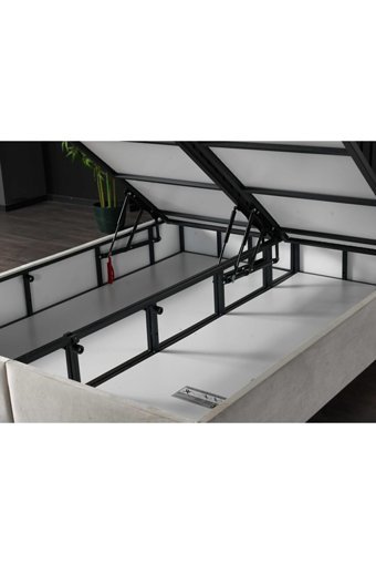 Turkuaz Solit 160 x 200 cm Ayrılabilen Başlıklı Çift Kişilik Sandıklı Baza Seti Beyaz