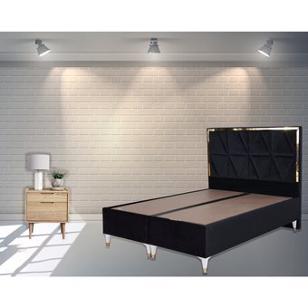 Berksan Uyku Dünyası 120 x 200 cm Ayrılabilen Başlıklı Çift Kişilik Sandıklı Baza Seti Siyah